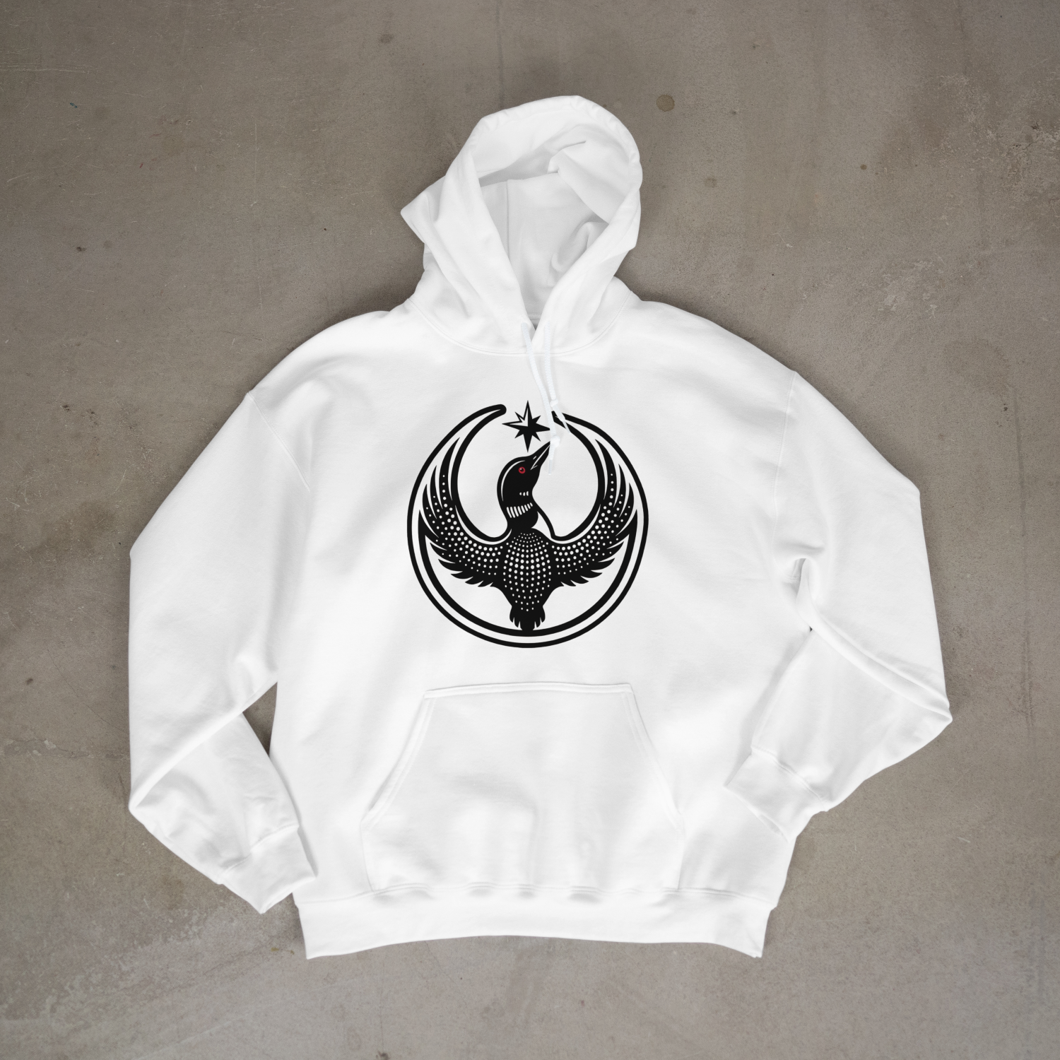 White Hoodie "Black Rebel Loon"