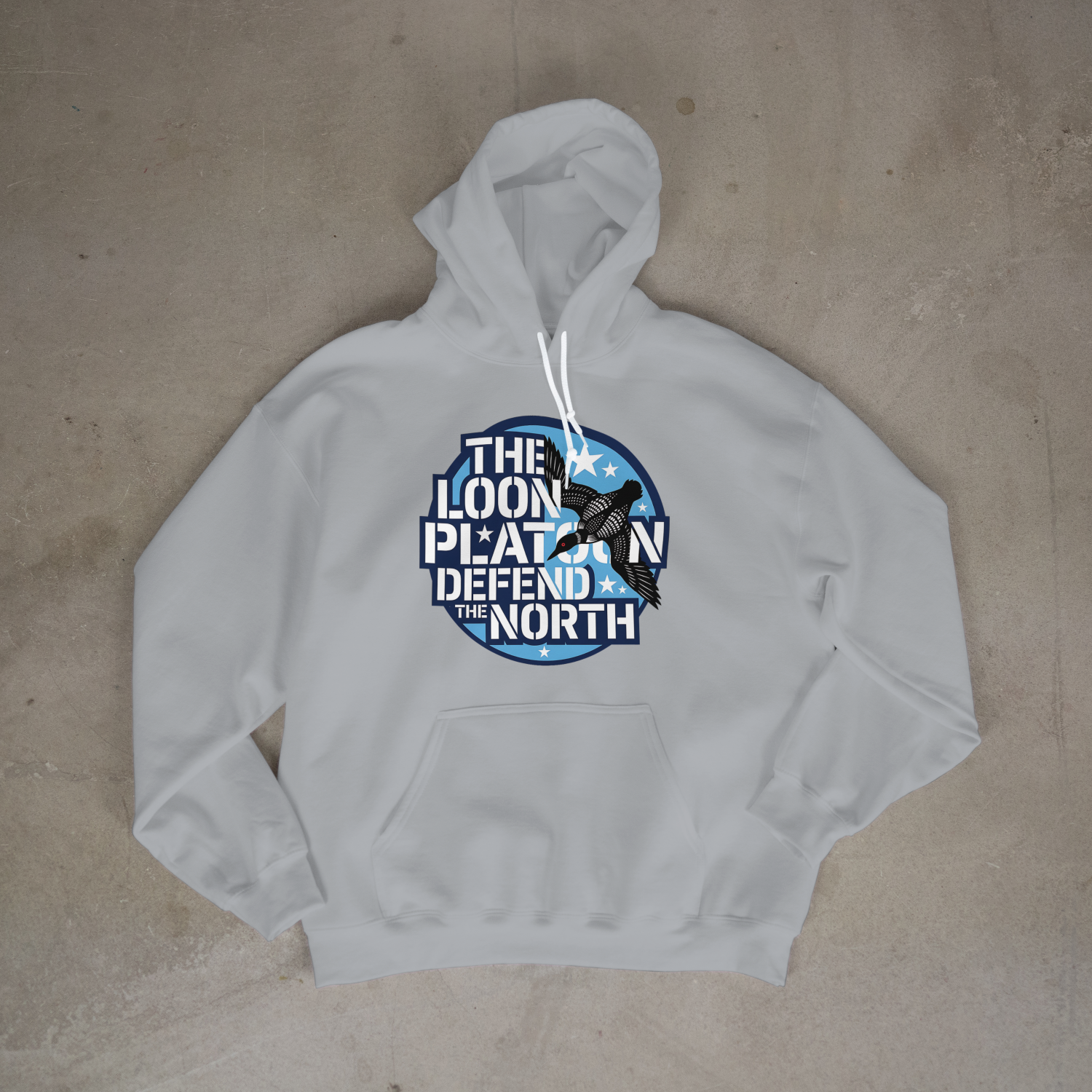 grey hoodie "The Loon Platoon Defend the North"