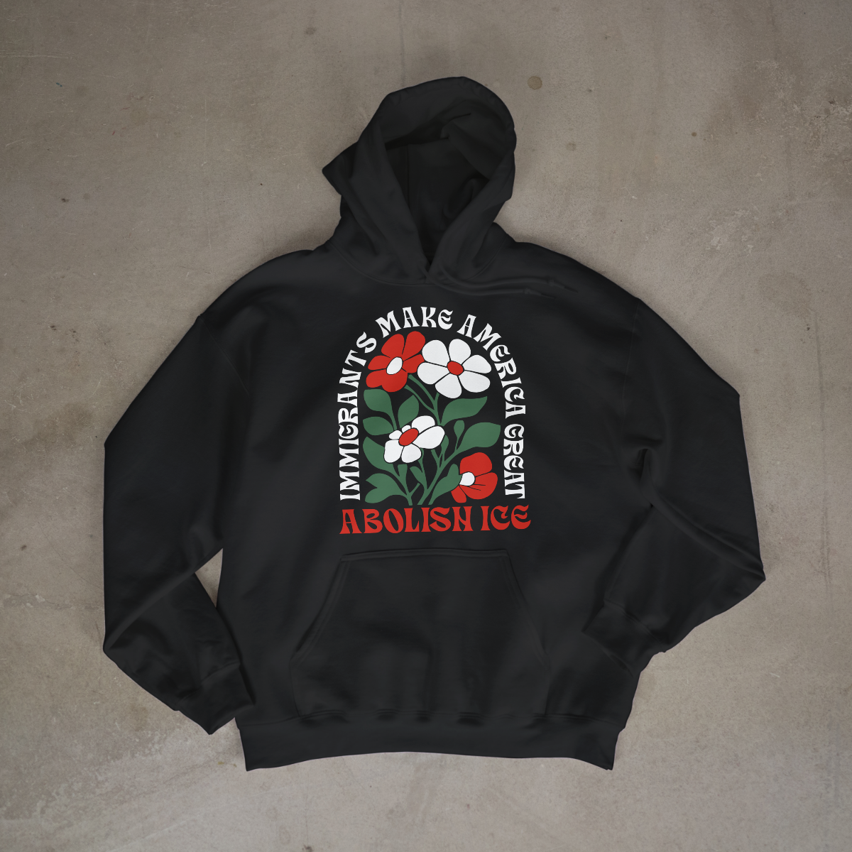 black hoodie "abolish ice".